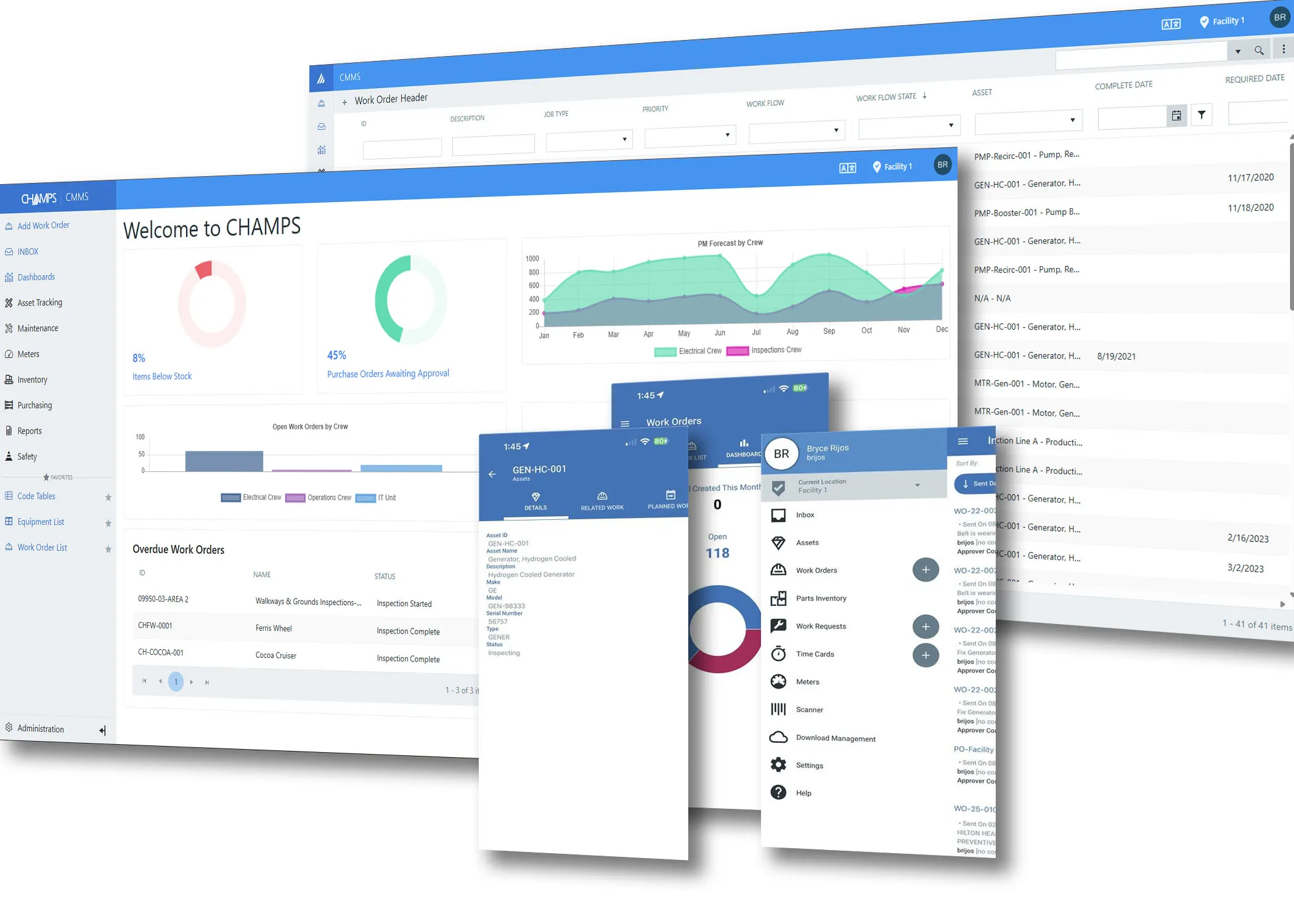 CHAMPS CMMS on desktop and mobile